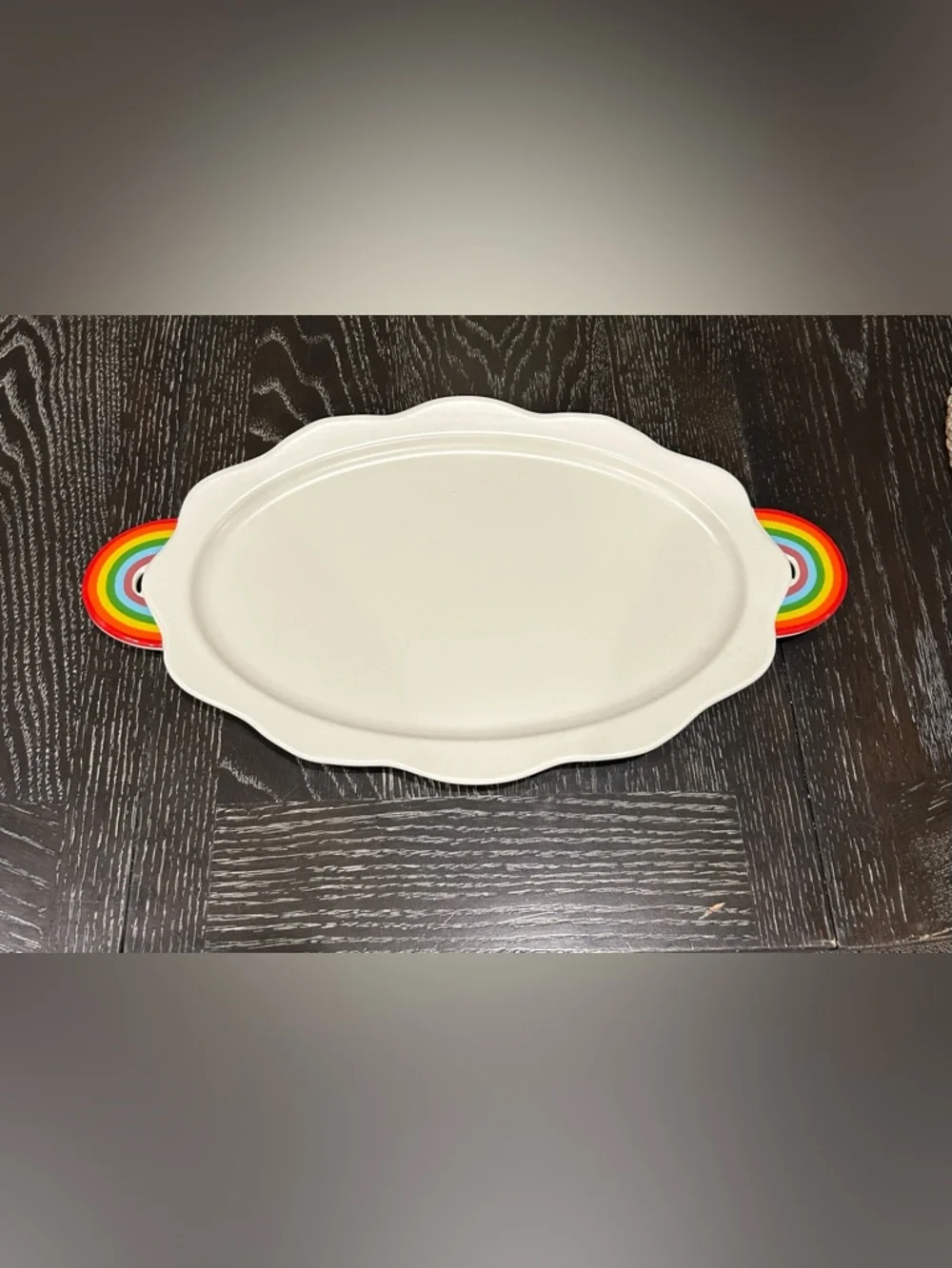 Target Threshold PRIDE Oval Stoneware Scalloped Serving Tray Rainbow Handles NEW